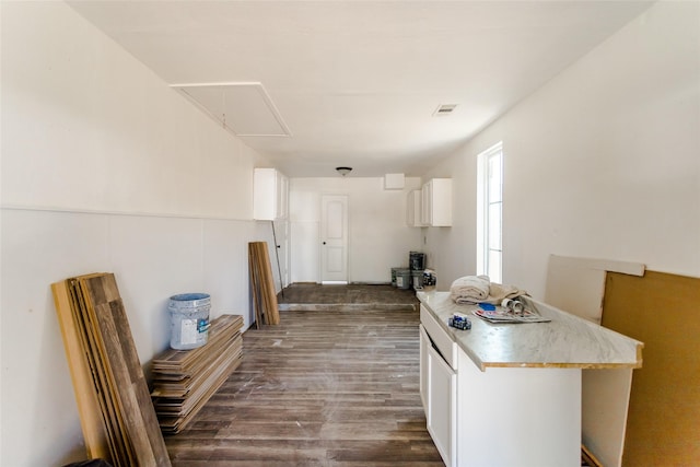 4343 Birch Dr, Mesquite, TX 75150 - hall with attic access and dark wood-style flooring