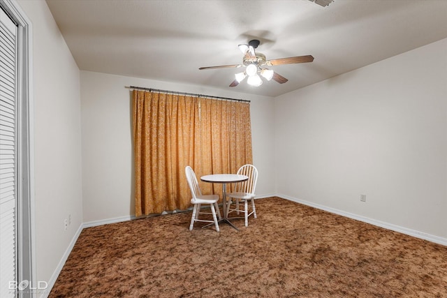 6307 Bocage Dr, Shreveport, LA 71119 - carpeted dining space with baseboards and a ceiling fan