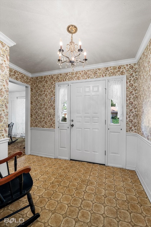 6307 Bocage Dr, Shreveport, LA 71119 - entryway featuring a chandelier, a wainscoted wall, and a healthy amount of sunlight