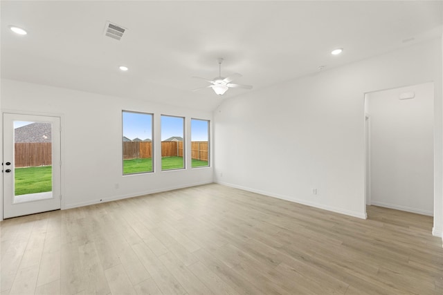 1905 Bobbin Ml, Forney, TX 75126 - unfurnished room featuring a ceiling fan, light wood finished floors, baseboards, and recessed lighting