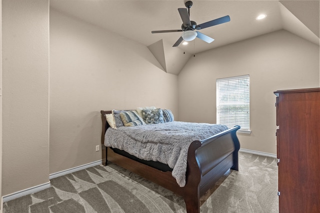 1321 Spanish Needle Trl, Fort Worth, TX 76177 - carpeted bedroom with a ceiling fan, baseboards, recessed lighting, and lofted ceiling