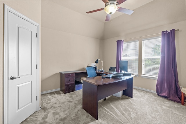 1321 Spanish Needle Trl, Fort Worth, TX 76177 - office area featuring light colored carpet, baseboards, and ceiling fan