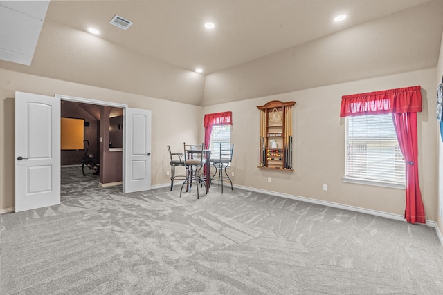 1321 Spanish Needle Trl, Fort Worth, TX 76177 - unfurnished room with visible vents, baseboards, carpet flooring, and vaulted ceiling
