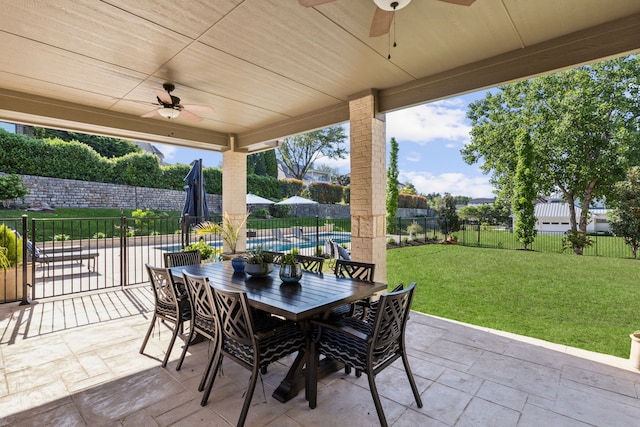 2413 Versailles Dr, Heath, TX 75032 - view of patio / terrace with ceiling fan and outdoor dining area