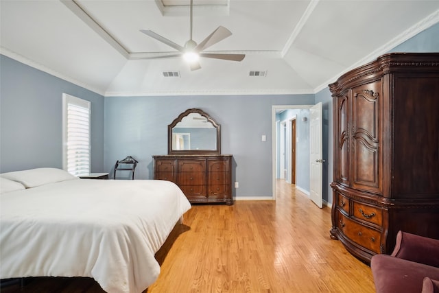2833 S Country Club Rd, Garland, TX 75043 - bedroom featuring light wood finished floors, visible vents, and vaulted ceiling