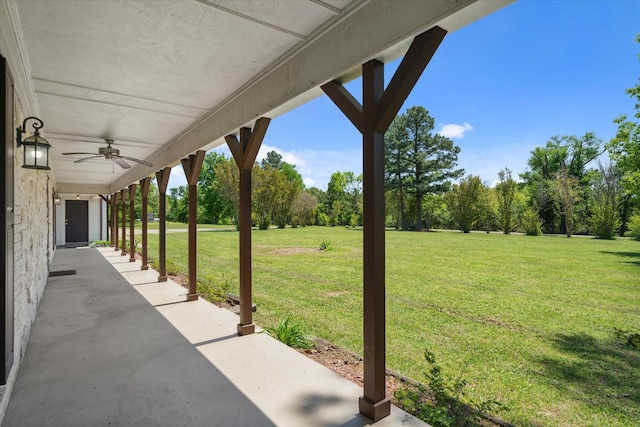 view of patio with ceiling fan