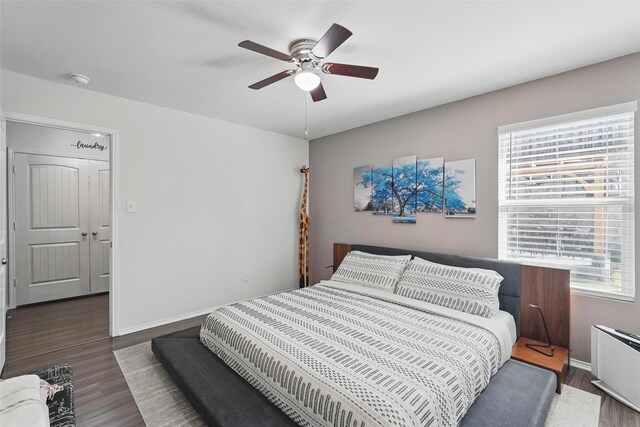 5540 Mcclelland St, Forney, TX 75126 - bedroom featuring radiator heating unit, multiple windows, wood finished floors, and baseboards