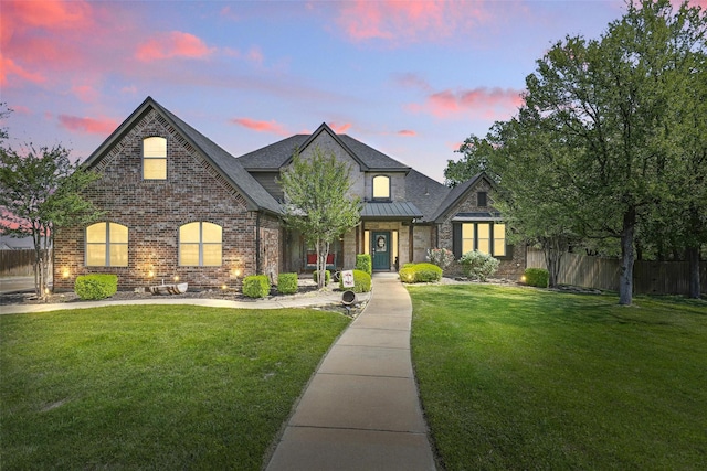 112 Black Oak Dr, Aledo, TX 76008 - french country style house featuring a standing seam roof, a shingled roof, and brick siding