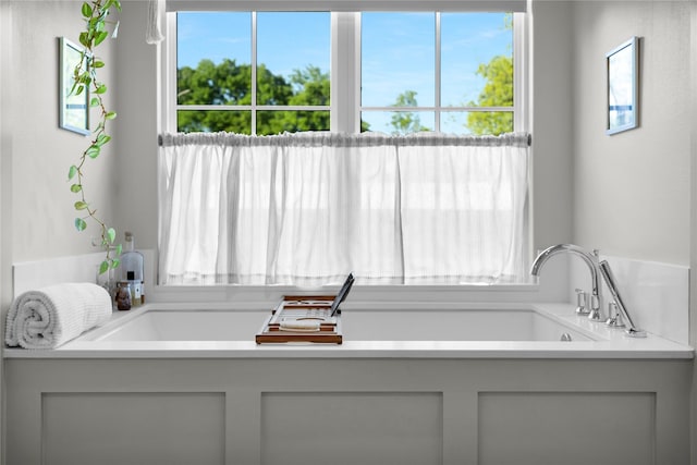 bathroom with a garden tub and a wealth of natural light