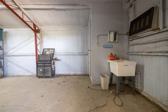 basement with a sink