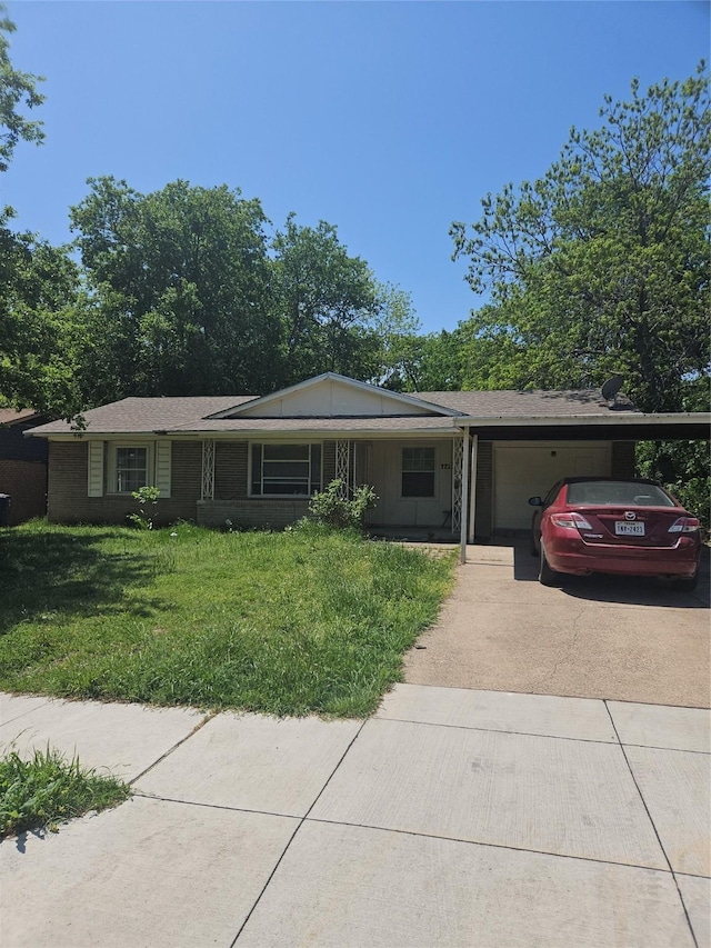7211 Arborcrest Dr, Dallas, TX 75232 - ranch-style home featuring a front yard, an attached garage, an attached carport, and concrete driveway