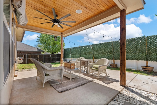 6517 Sierra Madre Dr, Fort Worth, TX 76179 - view of patio featuring ceiling fan and a fenced backyard