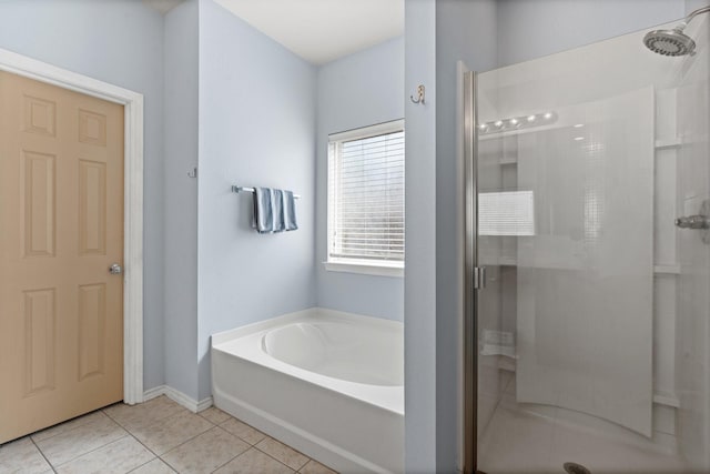 6517 Sierra Madre Dr, Fort Worth, TX 76179 - full bath with a bath, baseboards, a shower stall, and tile patterned flooring