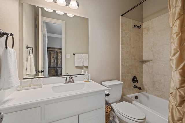 901 Moss Glen Dr, Prosper, TX 75078 - bathroom with toilet, vanity, and shower / bath combo with shower curtain