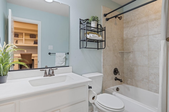 901 Moss Glen Dr, Prosper, TX 75078 - bathroom featuring tub / shower combination, vanity, and toilet
