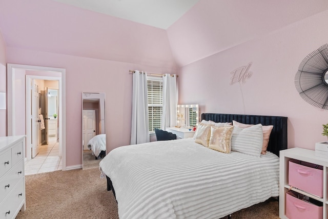 901 Moss Glen Dr, Prosper, TX 75078 - bedroom featuring light colored carpet and lofted ceiling