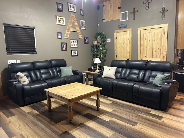 999 Hayden Hall Rd, Bells, TX 75414 - living room featuring wood finished floors and a high ceiling
