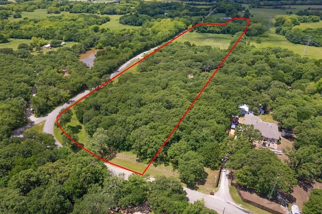 999 Hayden Hall Rd, Bells, TX 75414 - aerial view of property's location featuring property parcel outlined and a forest