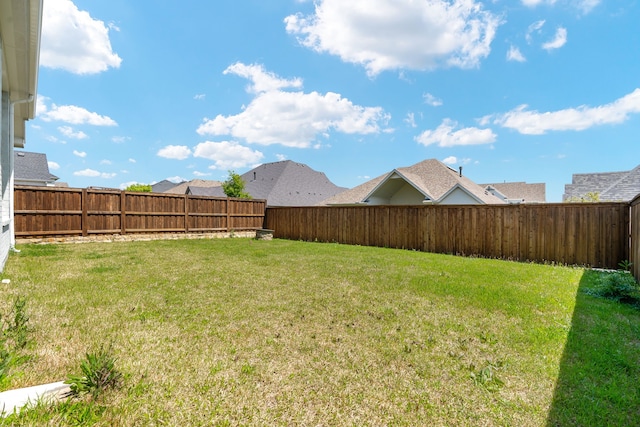 view of yard featuring a fenced backyard