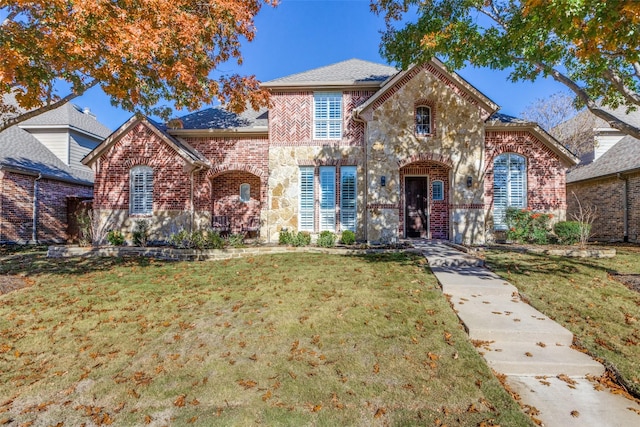 1638 Sandia Ln, Frisco, TX 75033 - view of front of property featuring a front lawn, brick siding, and stone siding