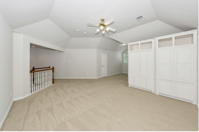 824 Parkwood Ct, Mckinney, TX 75072 - bonus room with light carpet, lofted ceiling, baseboards, and a ceiling fan