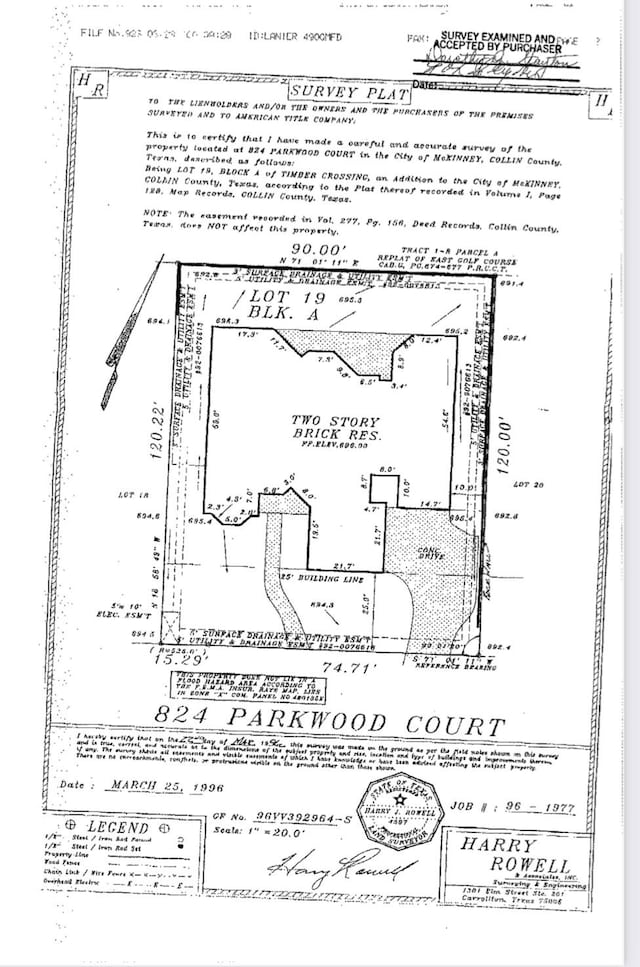 824 Parkwood Ct, Mckinney, TX 75072 - survey map / technical document