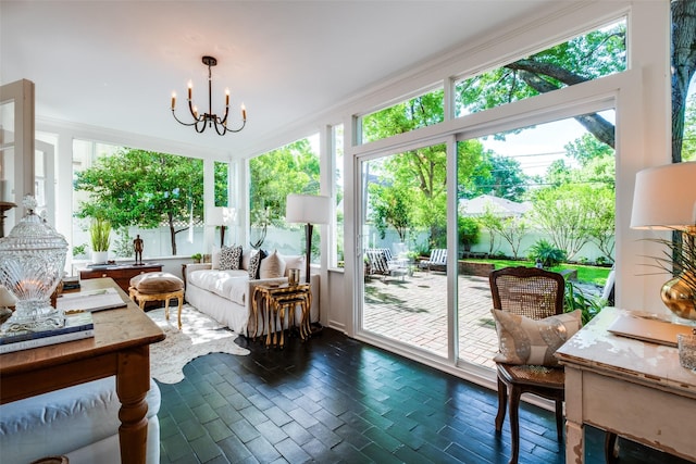 4661 Mockingbird Ln, Highland Park, TX 75209 - sunroom with a chandelier
