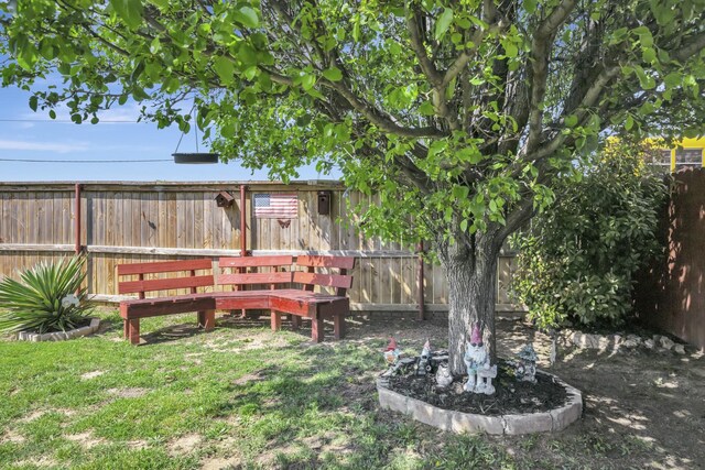 view of yard with a fenced backyard
