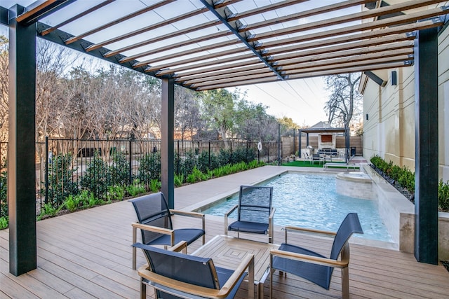 4611 Travis St Unit 1408B, Dallas, TX 75205 - view of pool with a pergola, a deck, a fenced backyard, and a gazebo