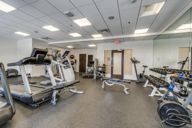 4611 Travis St Unit 1408B, Dallas, TX 75205 - exercise room with a paneled ceiling