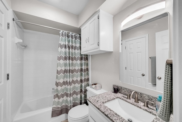 1409 Thames Dr, Plano, TX 75075 - bathroom with toilet, vanity, and shower / bath combo with shower curtain