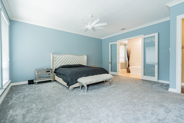 5 Cypress Ct, Heath, TX 75032 - bedroom featuring carpet, ornamental molding, baseboards, and ceiling fan