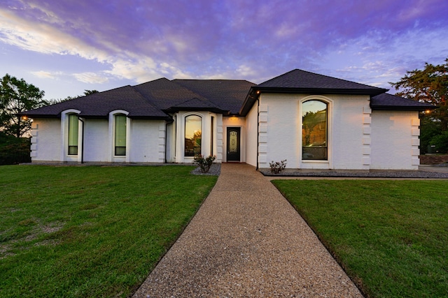 5 Cypress Ct, Heath, TX 75032 - french country home featuring a lawn, brick siding, and roof with shingles