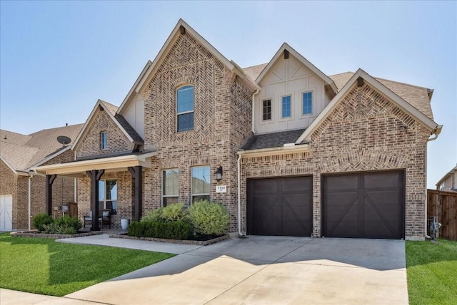 1110 Rendon Pl, Mansfield, TX 76063 - view of front of property with roof with shingles, a front yard, brick siding, and driveway