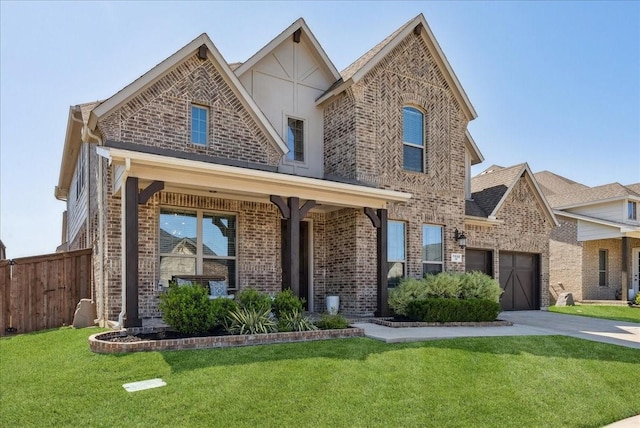 1110 Rendon Pl, Mansfield, TX 76063 - view of front of property featuring driveway, brick siding, a front yard, and fence