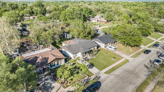 aerial view with a view of trees and a residential view