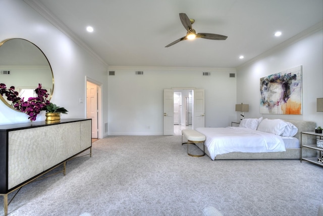 5919 Club Hill Pl, Dallas, TX 75248 - bedroom featuring ornamental molding, carpet floors, and visible vents