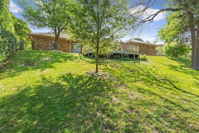 10010 Lost Oak Ridge Dr, Woodway, TX 76712 - view of green lawn featuring a wooden deck