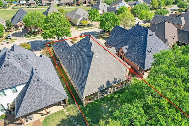 aerial view with a residential view