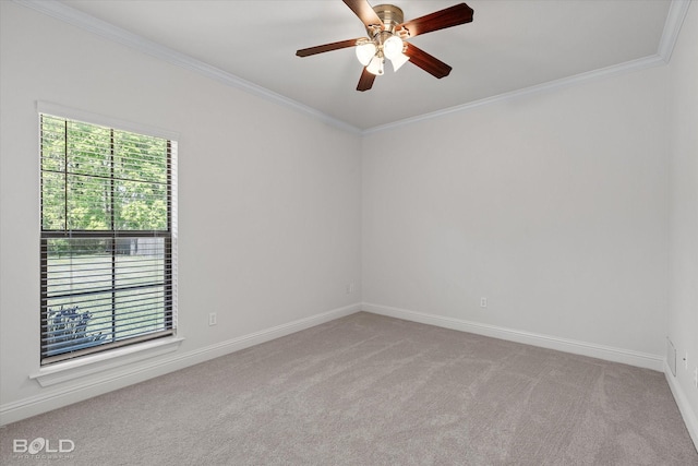 106 Horseguards Ave, Bossier City, LA 71111 - spare room featuring crown molding, baseboards, light carpet, and ceiling fan