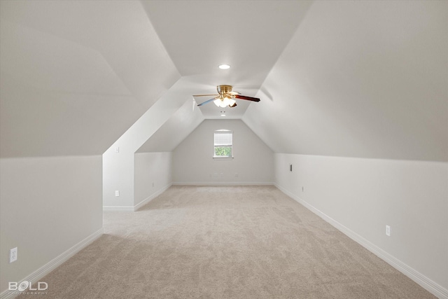 106 Horseguards Ave, Bossier City, LA 71111 - bonus room featuring light colored carpet, baseboards, ceiling fan, and vaulted ceiling
