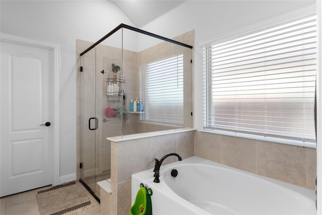 3918 Holly Springs Ln, Kaufman, TX 75142 - full bathroom with tile patterned floors, a bath, and a stall shower