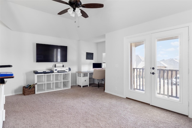 3918 Holly Springs Ln, Kaufman, TX 75142 - living room featuring a wealth of natural light, carpet flooring, and french doors