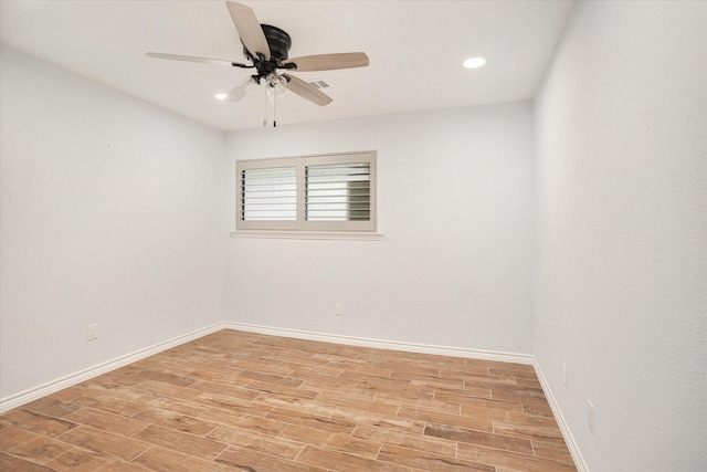 813 Grinnell Dr, Richardson, TX 75081 - unfurnished room featuring light wood finished floors, ceiling fan, baseboards, and recessed lighting