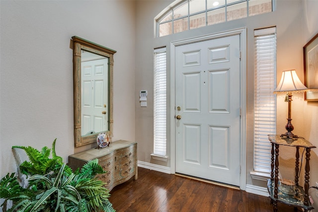 809 Lake Point Cir, Mckinney, TX 75072 - entrance foyer featuring dark wood-style floors, baseboards, and a high ceiling