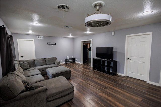 8820 Guadalupe Rd, Fort Worth, TX 76116 - living area with baseboards, dark wood finished floors, and visible vents