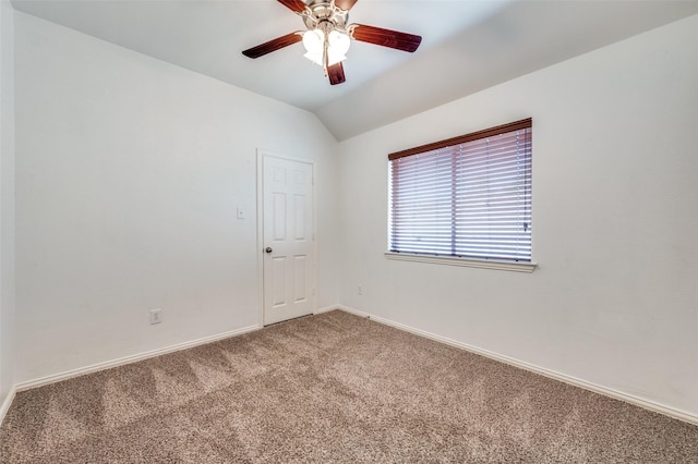 2612 Katie Trl, Melissa, TX 75454 - carpeted spare room with baseboards, a ceiling fan, and vaulted ceiling