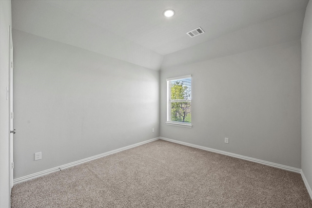 3506 Riley St, Fate, TX 75087 - empty room with lofted ceiling, baseboards, visible vents, and carpet