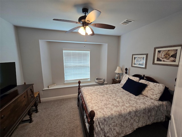 9812 El Colina Dr, Fort Worth, TX 76179 - carpeted bedroom with visible vents, baseboards, and ceiling fan