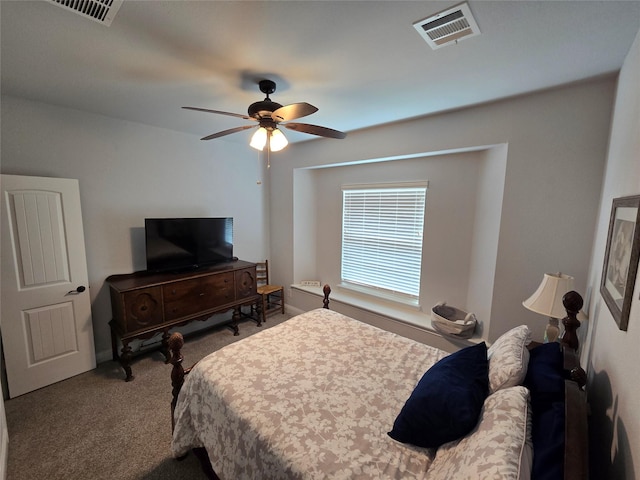 9812 El Colina Dr, Fort Worth, TX 76179 - bedroom featuring visible vents, a ceiling fan, and carpet floors